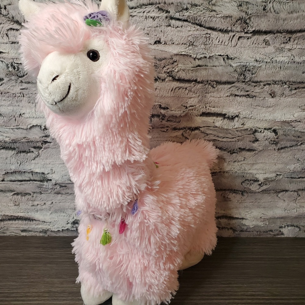 MTY International Valentine Pink Llama Plush Stuffed Animal 2020 19.5" Tassles